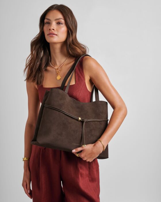 Katie Loxton Lori Suedette Tote Bag Chocolate