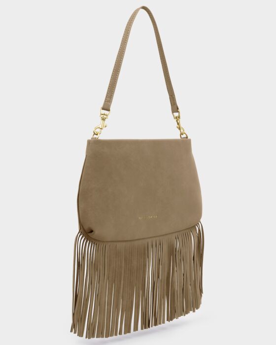 Katie Loxton Cali Suedette Fringe Small Shoulder Bag Taupe