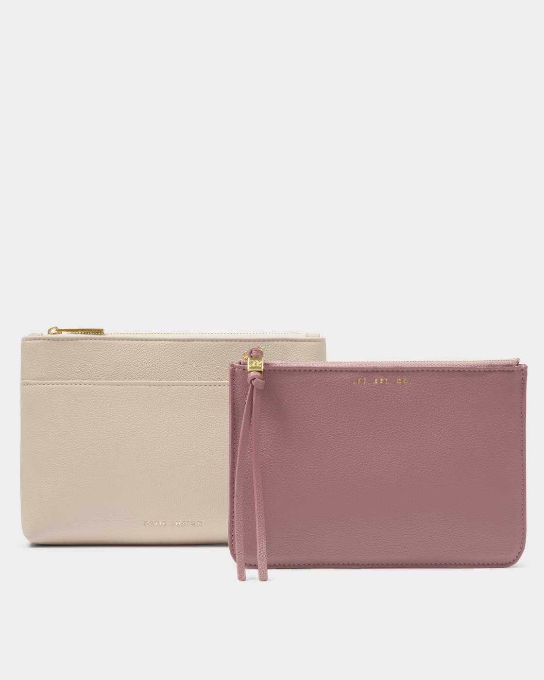 Katie Loxton Travel Duo Pouch Jet.Set.Go Oyster & Deep Rose