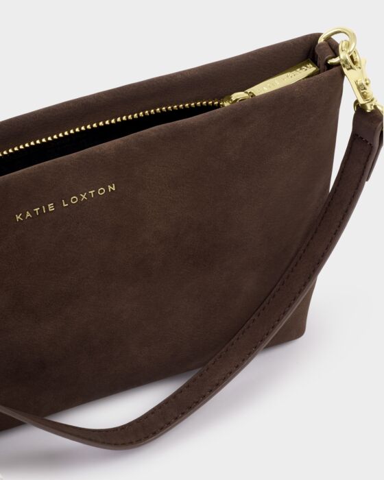 Katie Loxton Cord Small Suedette Shoulder Bag Chocolate