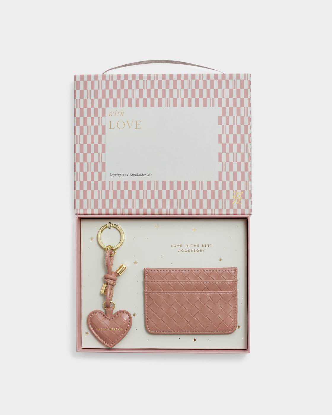 Katie Loxton Gift Boxed Keyring And Cardholder Set Nude Pink Woven