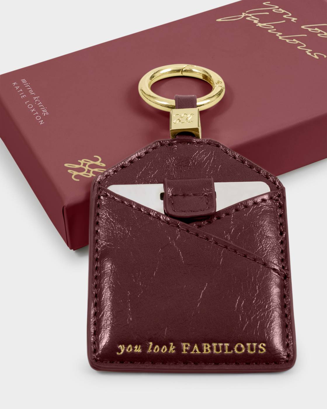 Katie Loxton Boxed Mirror Cherry Patent Crackle You Look Fabulous