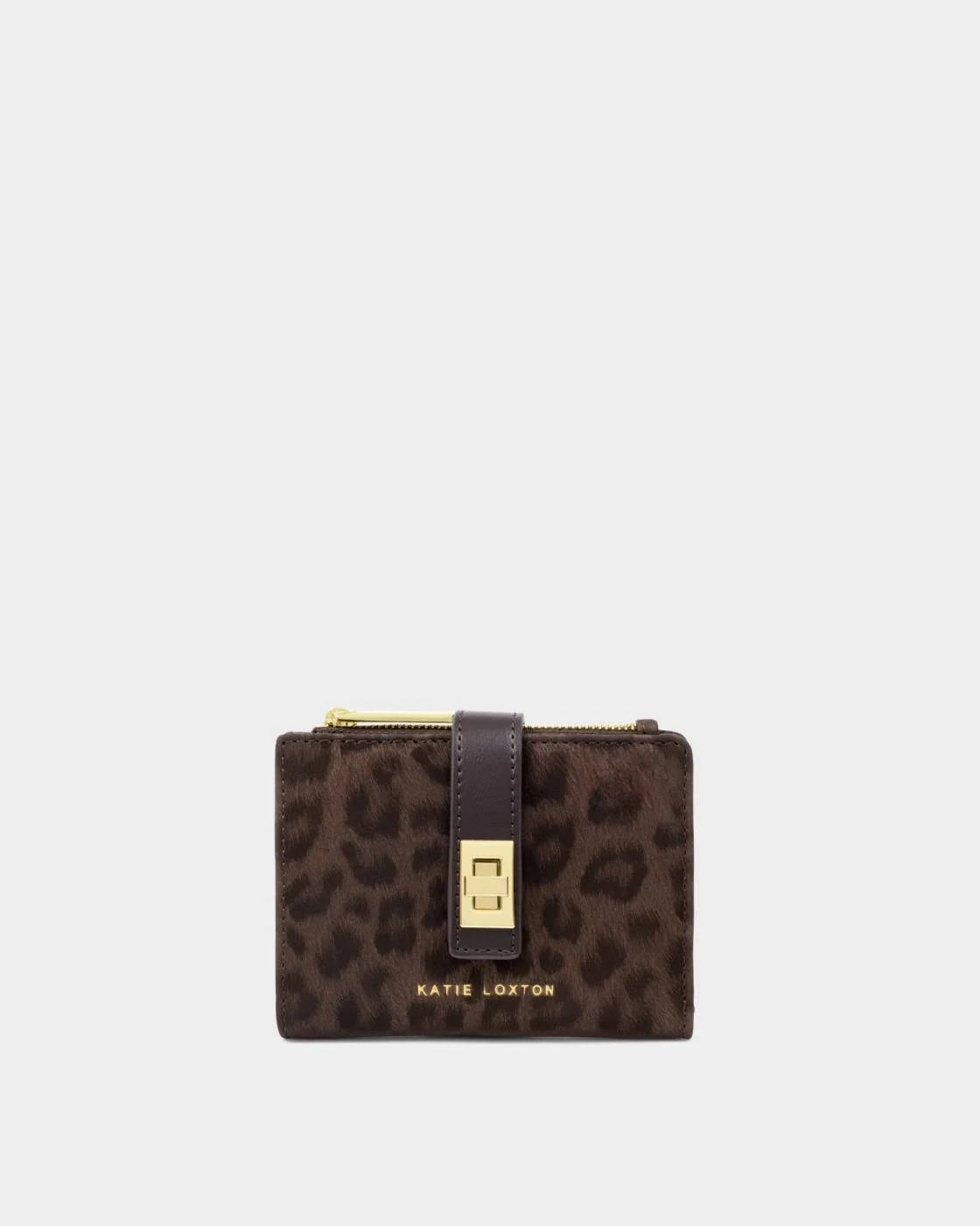 Katie Loxton Orin Twist Lock Purse Chocolate Leopard
