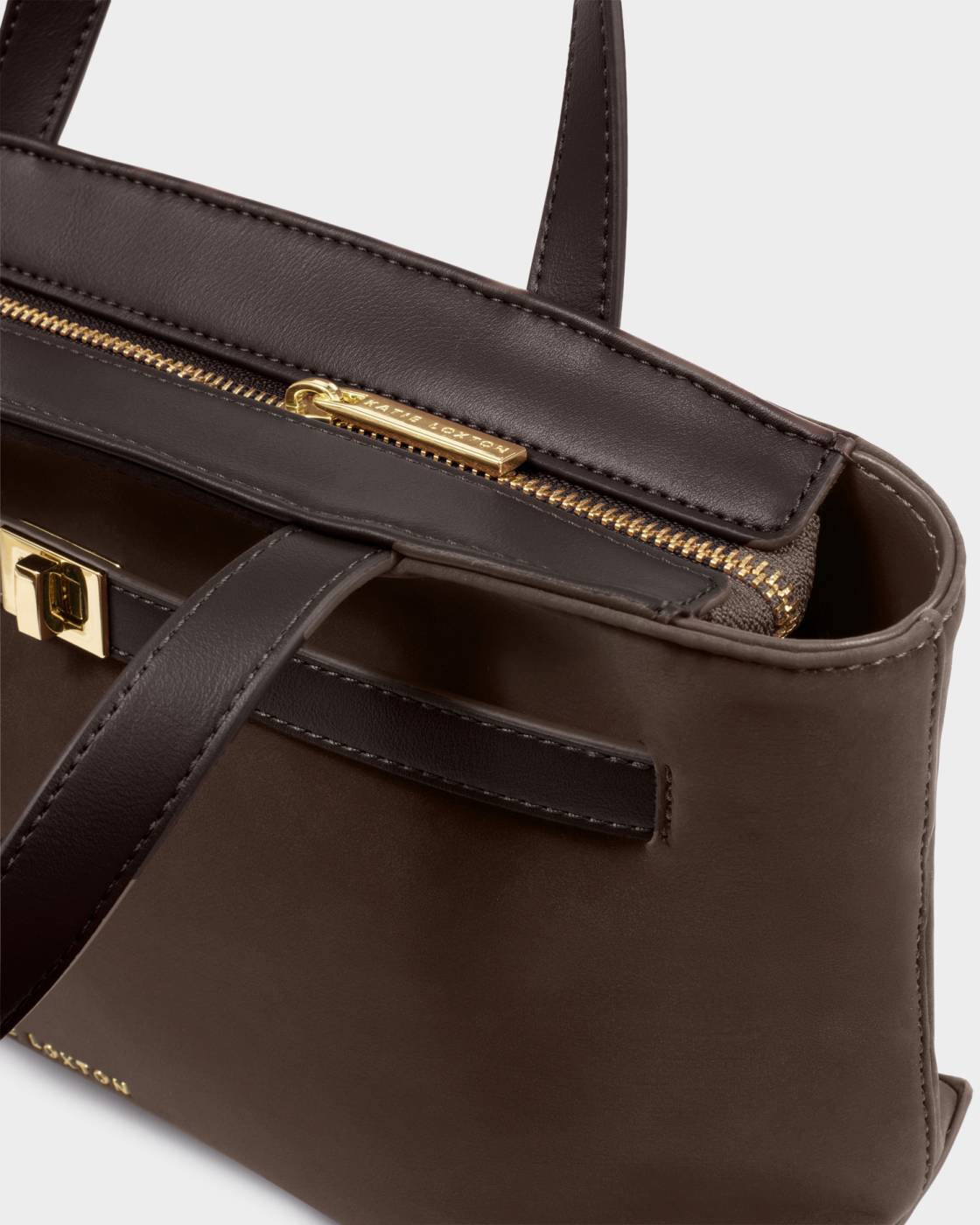 Katie Loxton Orin Top Handle Crossbody Bag Bitter Chocolate Suede