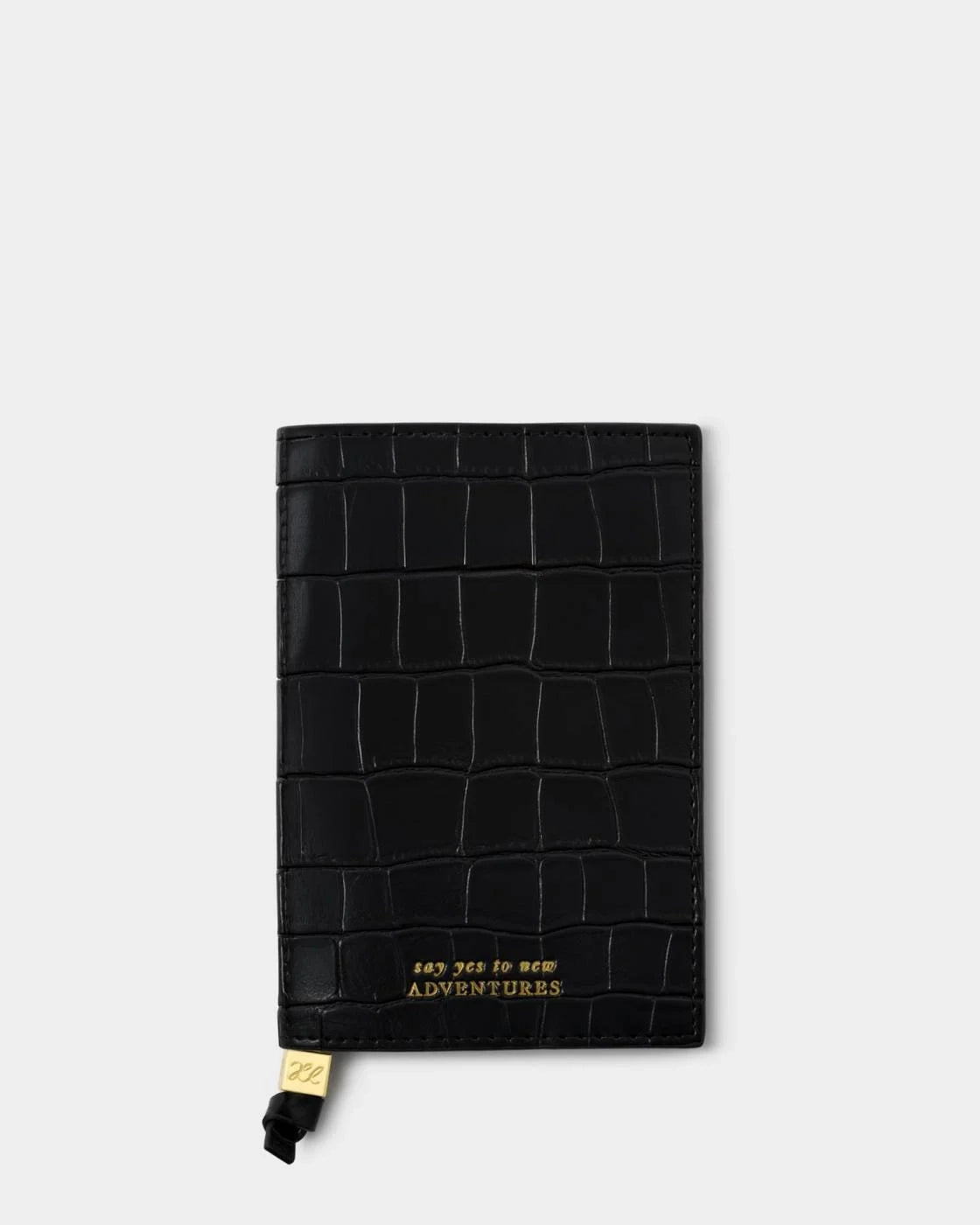Katie Loxton Travel Passport Cover Say Yes To Adventures Black Croc