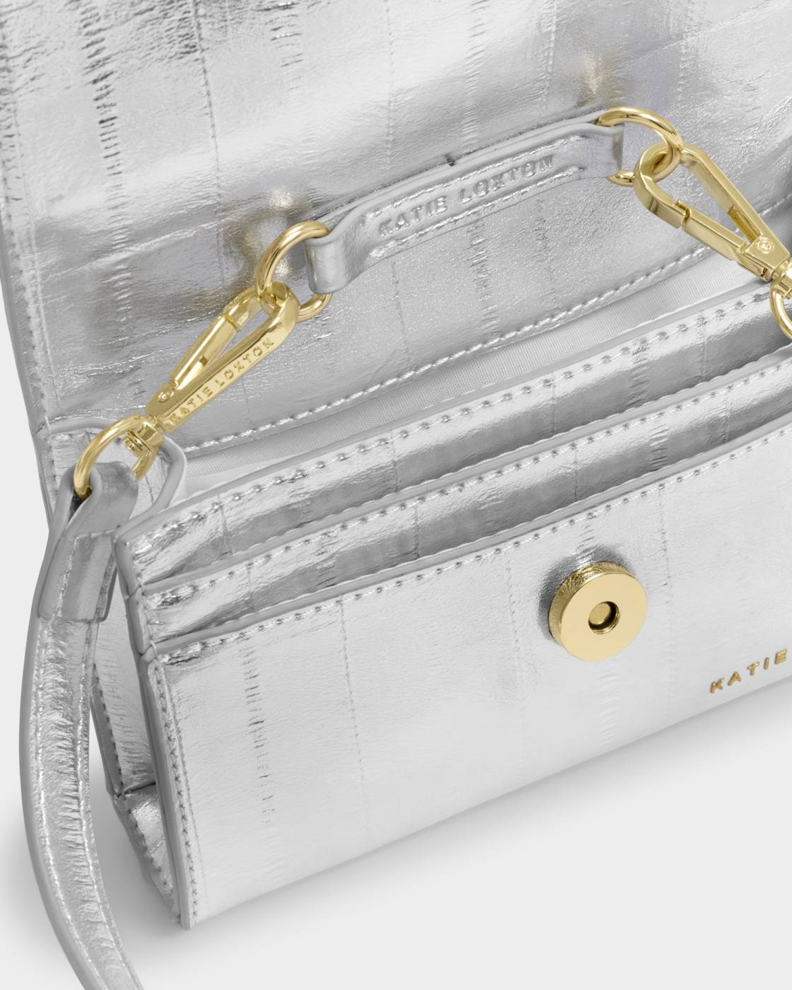 Katie Loxton Lou Crossbody Bag Silver Eel