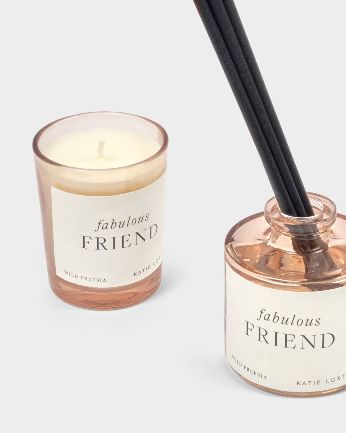 Katie Loxton Mini Votive And Mini Reed Diffuser Gift Set Fabulous Friend Fresh Fig And Wild Freesia