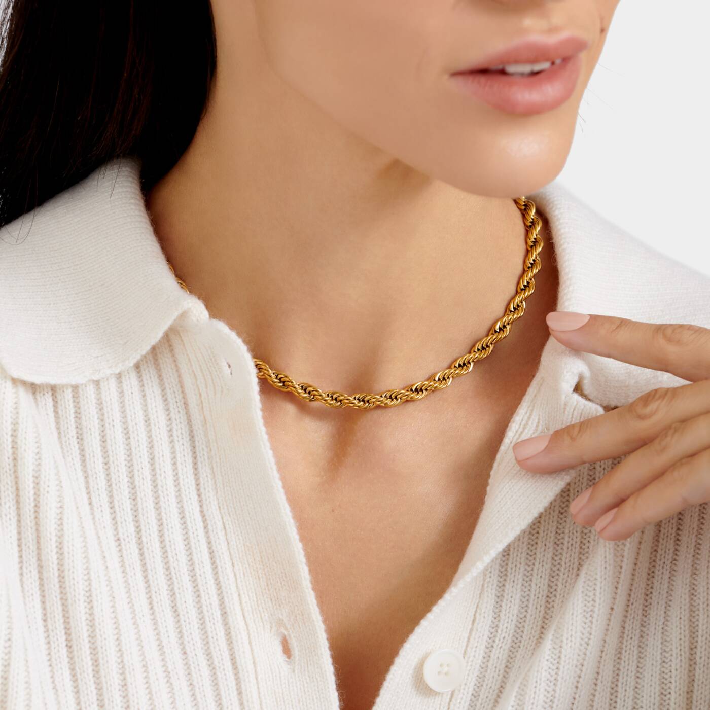 Katie Loxton Reine Rope Necklace Gold Coated