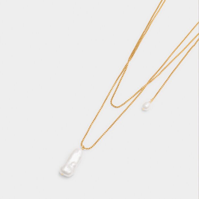 Katie Loxton Pearl Lustre Lariat Necklace Pearl And Gold Coated