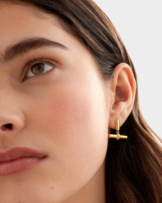 Katie Loxton Themis T-Bar Earrings Gold Coated