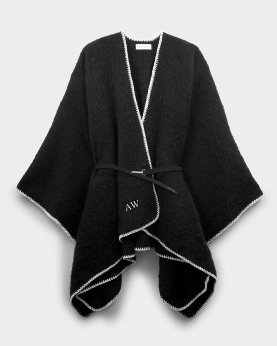 Katie Loxton Whipstitch Cape With Belt Black