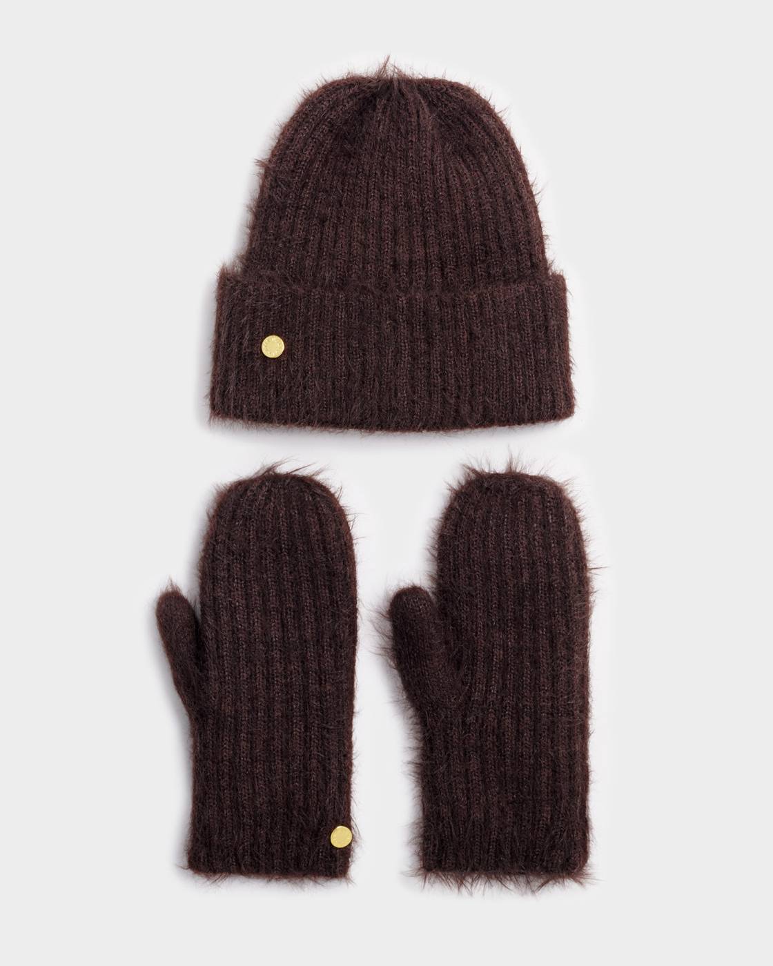 Katie Loxton Gift Boxed Hat And Mitten Set Chocolate