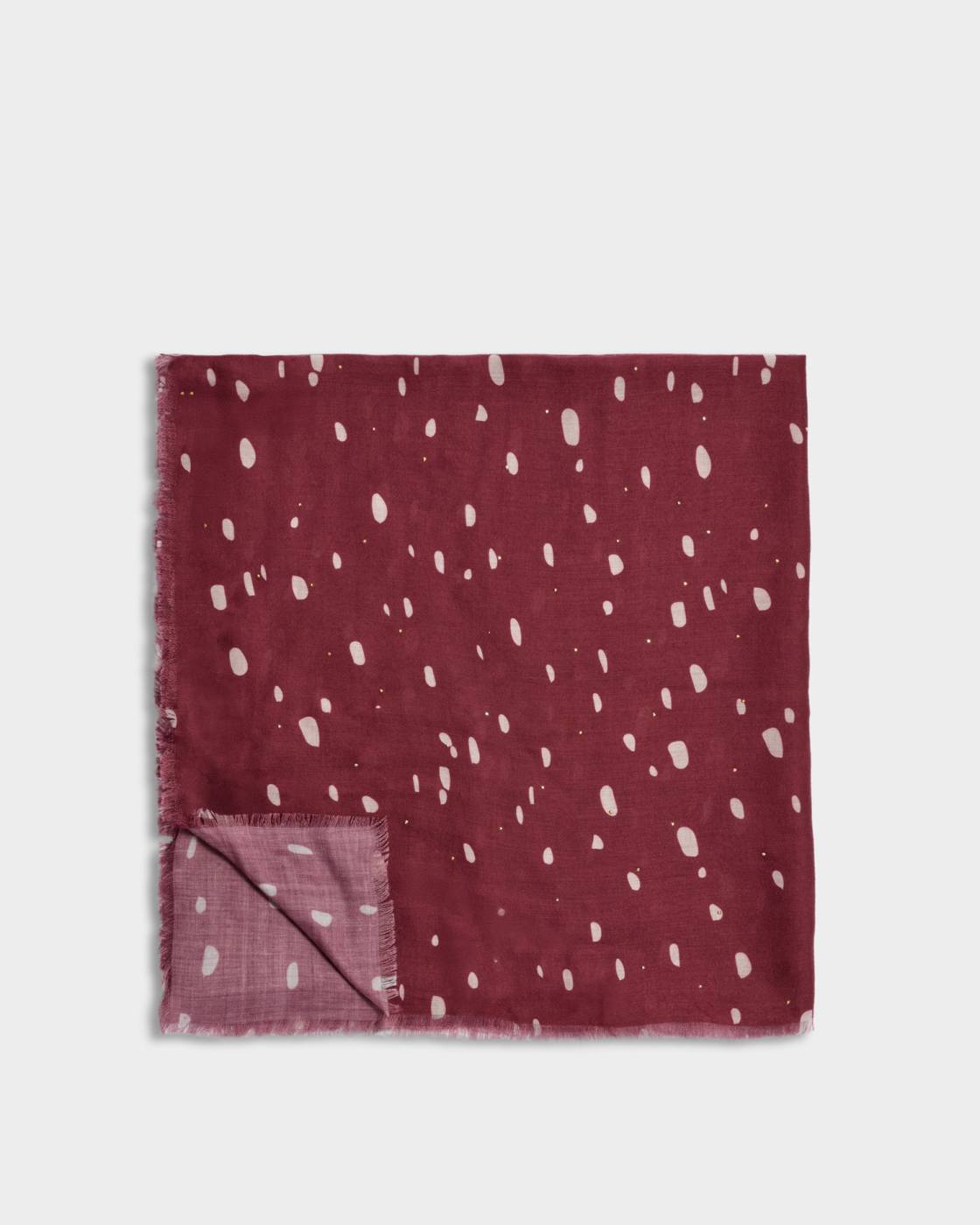 Katie Loxton Printed Studded Scarf Scattered Dots Burgundy/White/Gold Studs