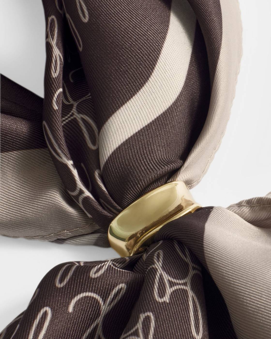 Katie Loxton Satin Multiway Scarf Kl Script Logo Chocolate/Taupe/Off White
