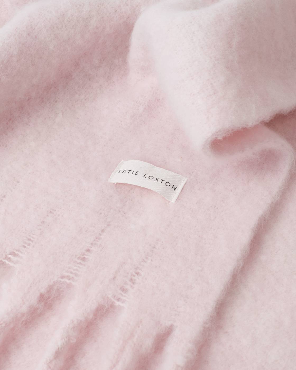 Katie Loxton Recycled Striped Tassel Scarf Blush Pink/White Plaid
