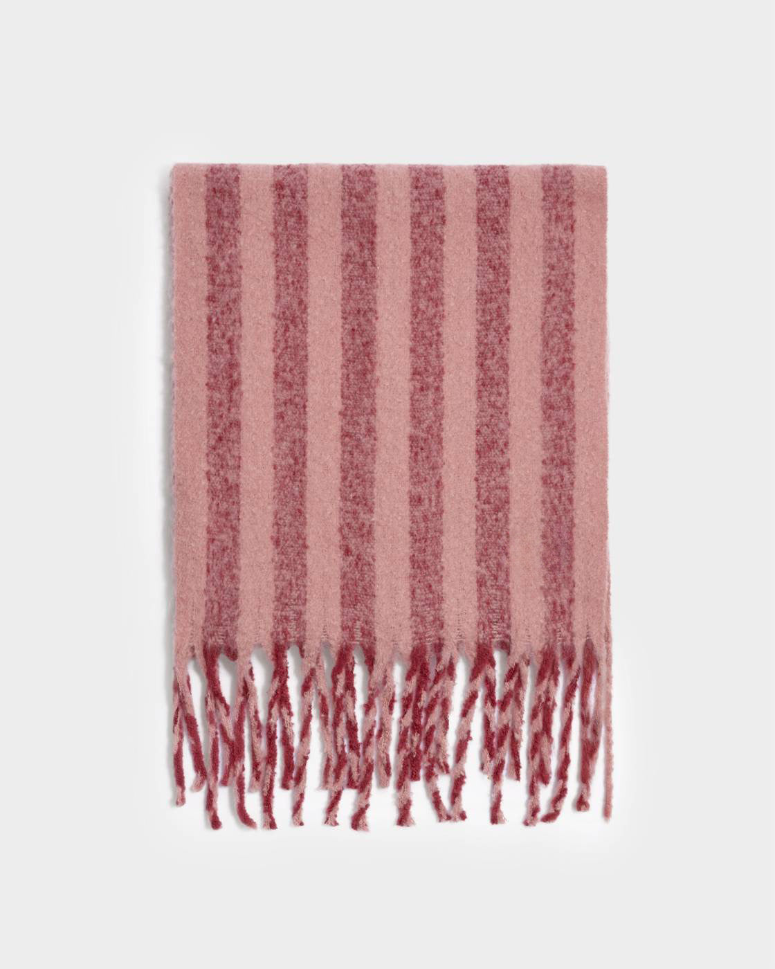 Katie Loxton Recycled Striped Tassel Scarf Pink/Cherry