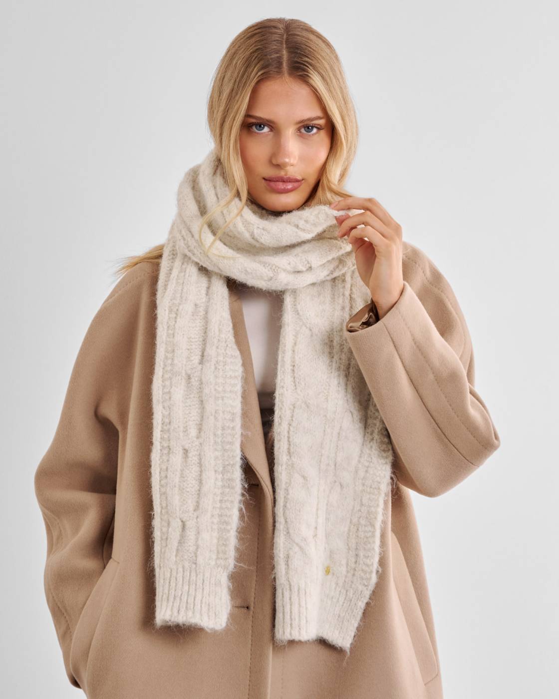 Katie Loxton Cable Knit Scarf Cream