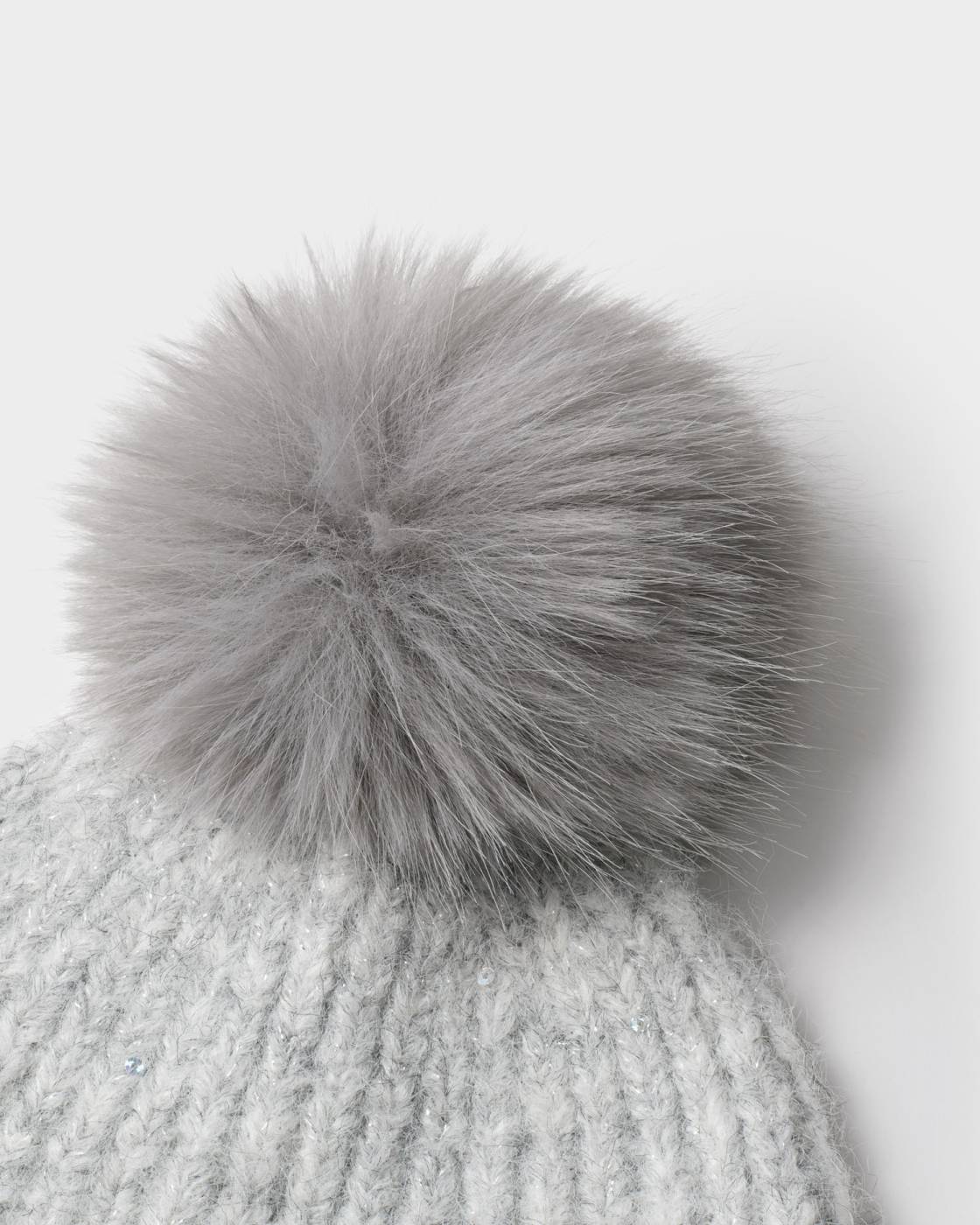 Katie Loxton Sequin Soft Knit Hat Light Grey