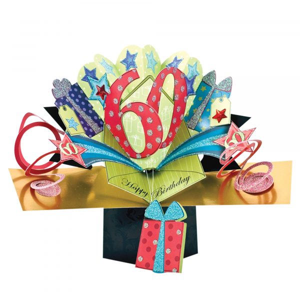 Suki 3D Pop Up Age Card – 60th Birthday Gold