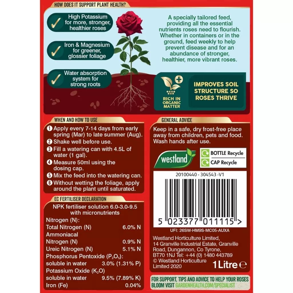 Westland Rose High Performance Liquid Plant Food 1L
